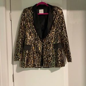 Cheetah print sequin blazer